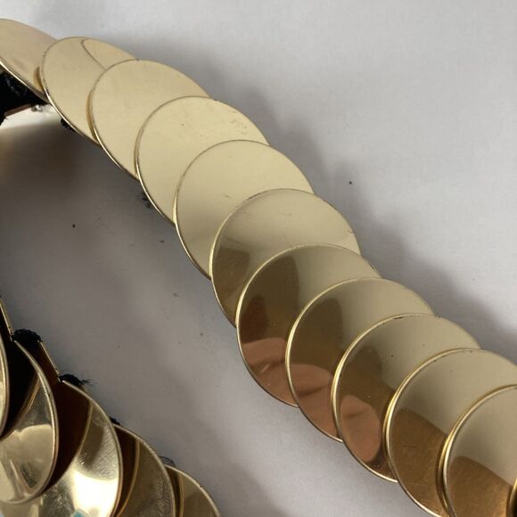 Fish Scale Gold Coin Stretchy Retro Belt 25” Boho Stretchy Glam Disco 70’s-80’s - Picture 6 of 11